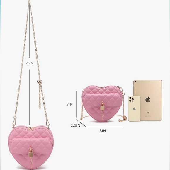 Pink Quilted Heart-Shaped Bag - Picture 3 of 5